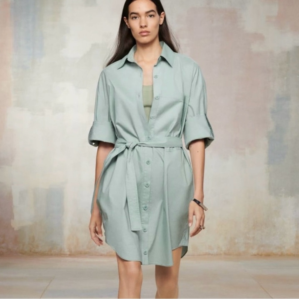 New Zara $119 SRPLS Belted Shirt Mini Dress Small SHRT DRSS 10 2822/045 Surplus